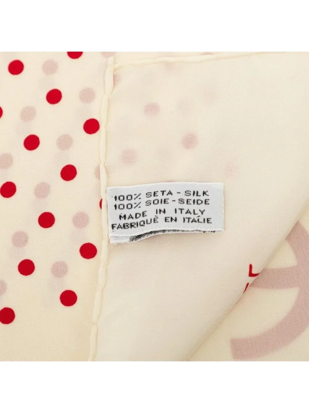 Chanel CC Logo Scarf Red Ivory Silk
